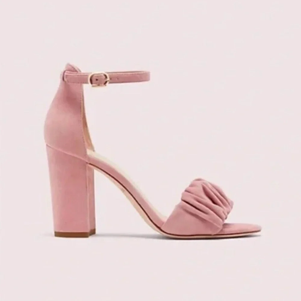 Kate Spade lMona Women’s Pink Suede Leather Ankle Strap Chunky Sandals NWT.